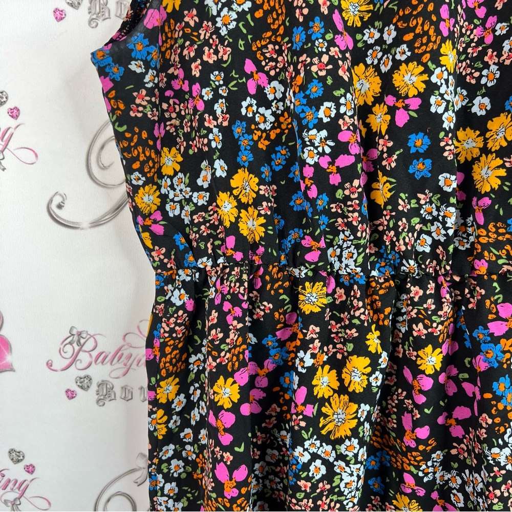 SHEIN curve dress flowers rainbow 🌈 ruffle hem Multicolor Floral Dress - Picture 6 of 10